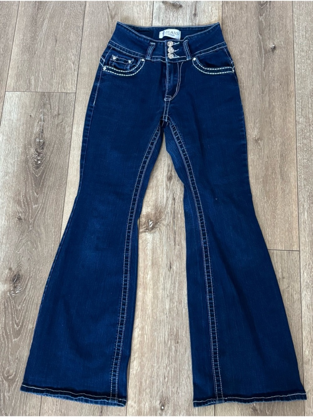 High-Rise Dark Blue Flare Jeans